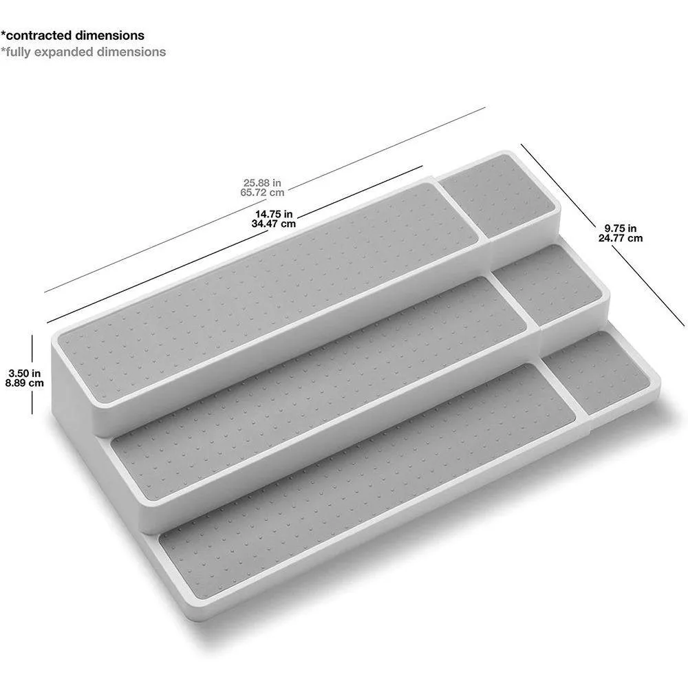 Madesmart 3 Tier Expandable Grip Base Pantry Shelf White