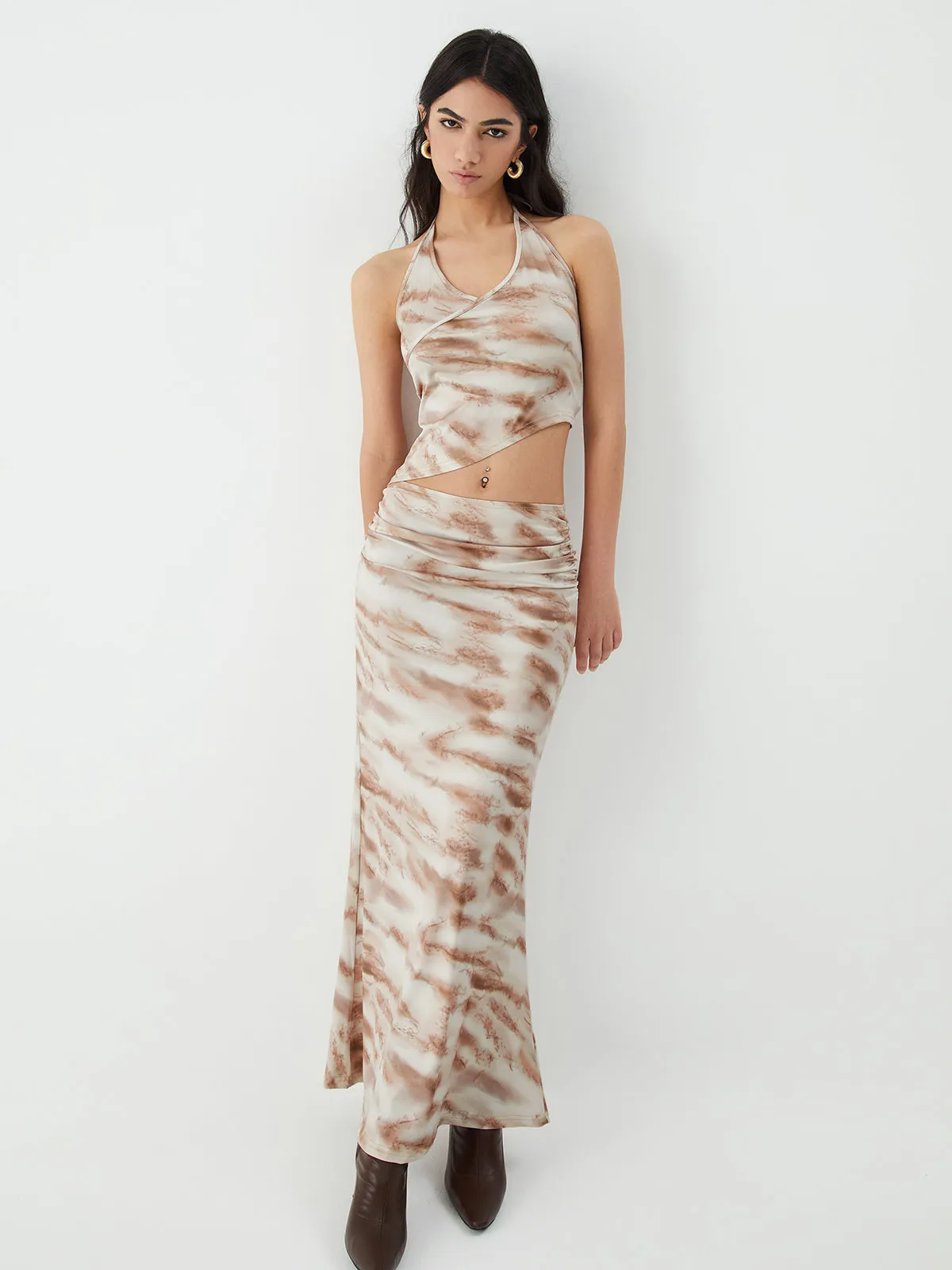 Maillard Striped Graceful Maxi Skirt Set