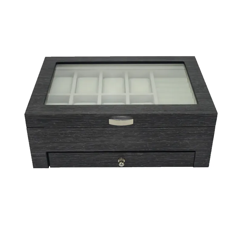 Matte Gingko Veneer Wooden Watch & Jewelry Box with Drawer