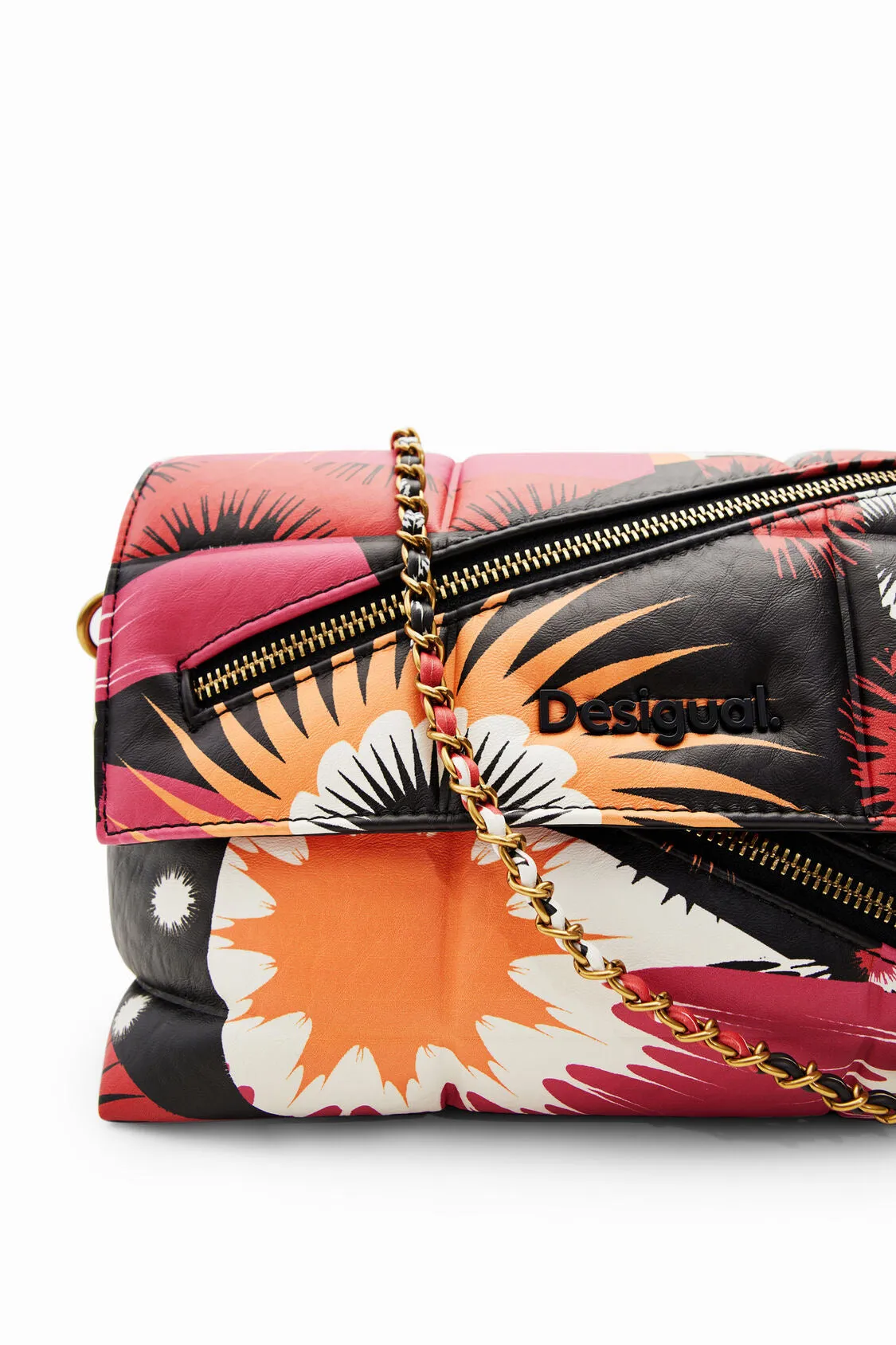 Midsize geometric patchwork crossbody bag