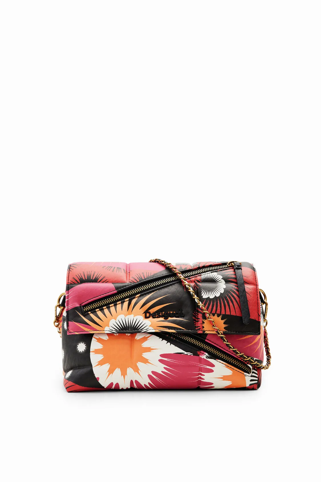 Midsize geometric patchwork crossbody bag