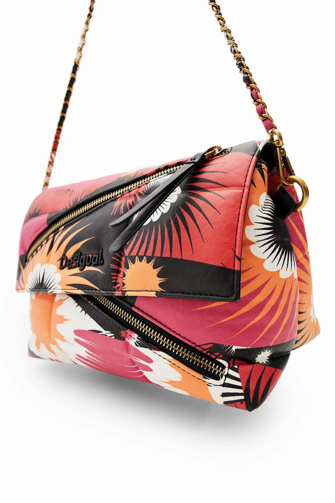 Midsize geometric patchwork crossbody bag
