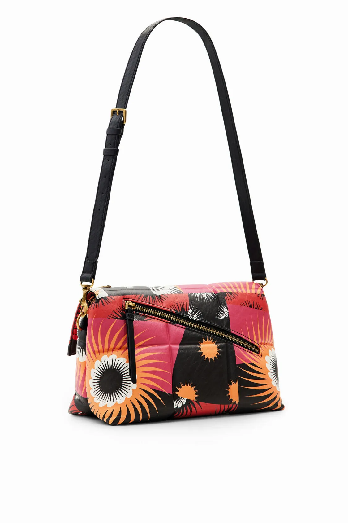 Midsize geometric patchwork crossbody bag