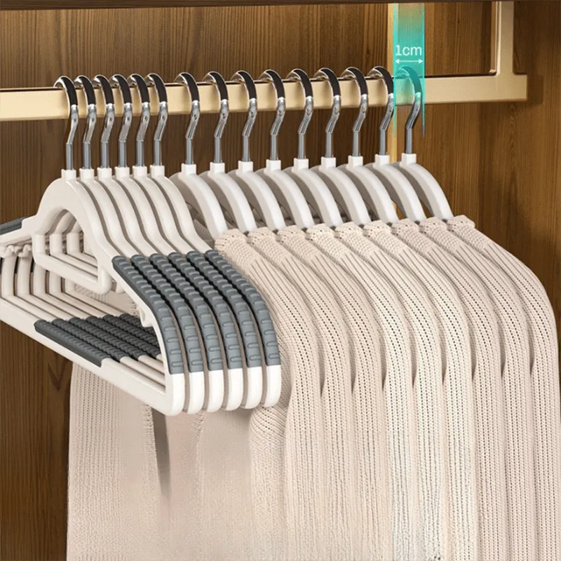 Non-slip Anti-Shoulder Corner Fish Mouth Hook Plastic Hanger-Grey Wardrobe Organizer Clothes Drying Helper Daily Necessities Home
