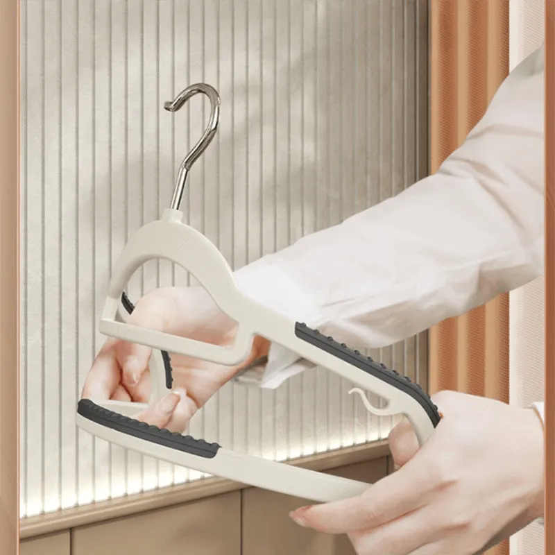 Non-slip Anti-Shoulder Corner Fish Mouth Hook Plastic Hanger-Grey Wardrobe Organizer Clothes Drying Helper Daily Necessities Home