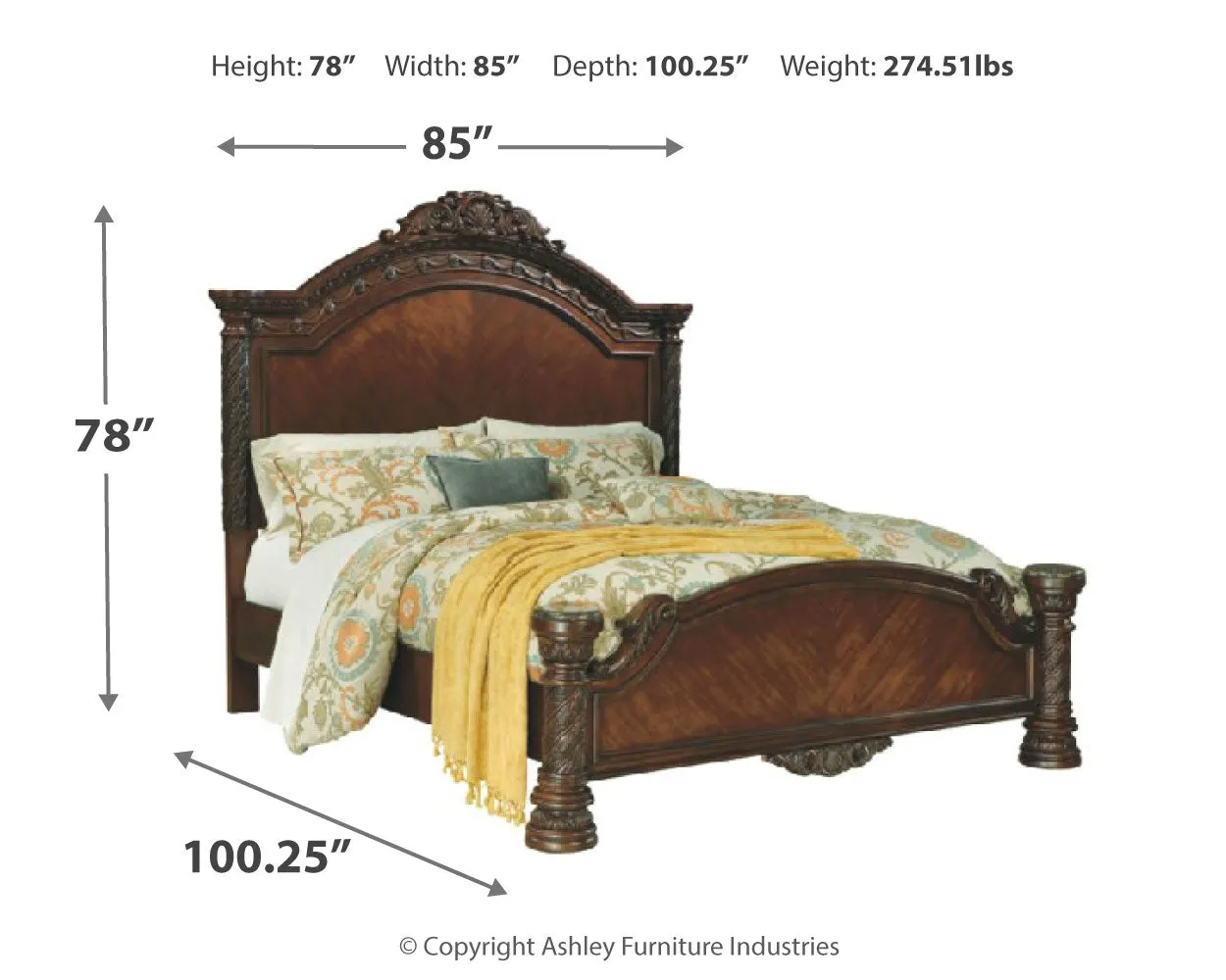 North Shore California King Panel Bed with Mirrored Dresser and 2 Nightstands