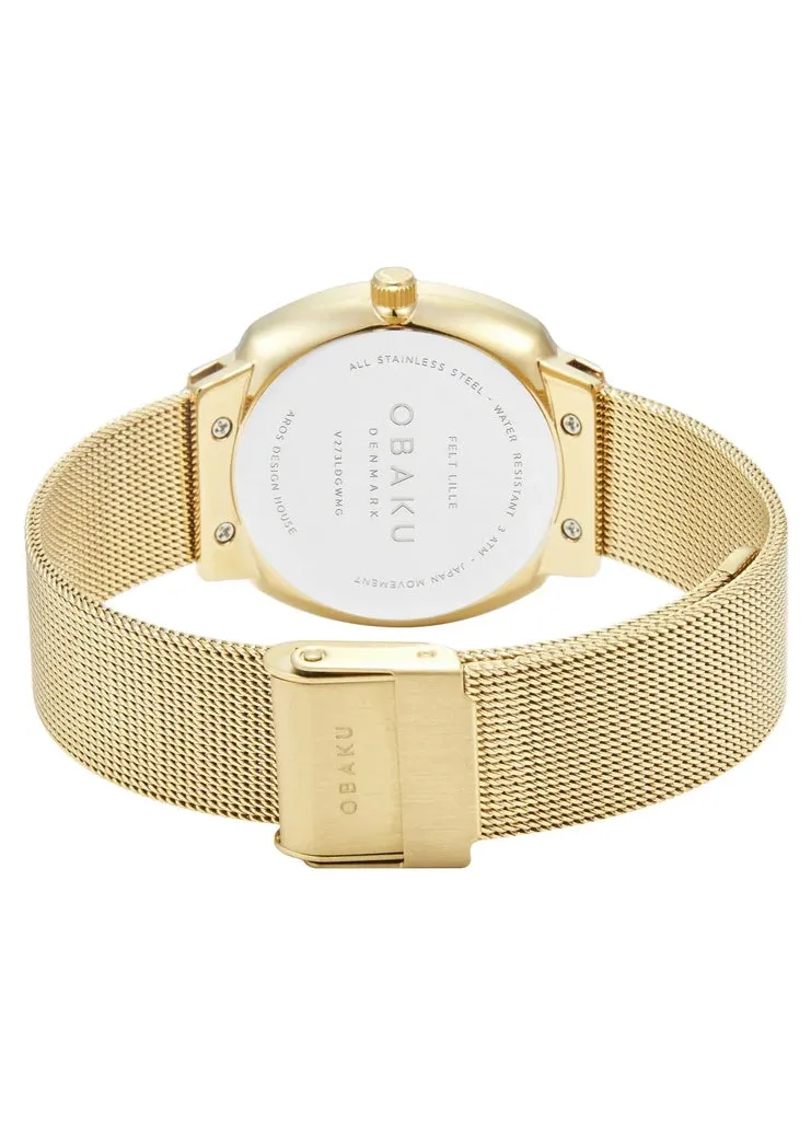 OBAKU FELT LILLE-GOLD MESH BRACELET WHITE DIAL V273LDGWMG