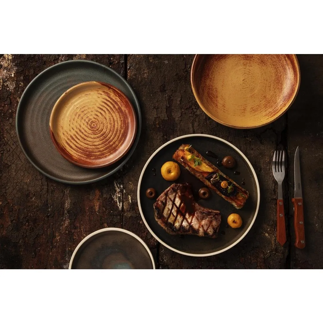 Olympia Canvas Flat Round Plate Green Verdigris 250mm (Pack of 6) - FA322