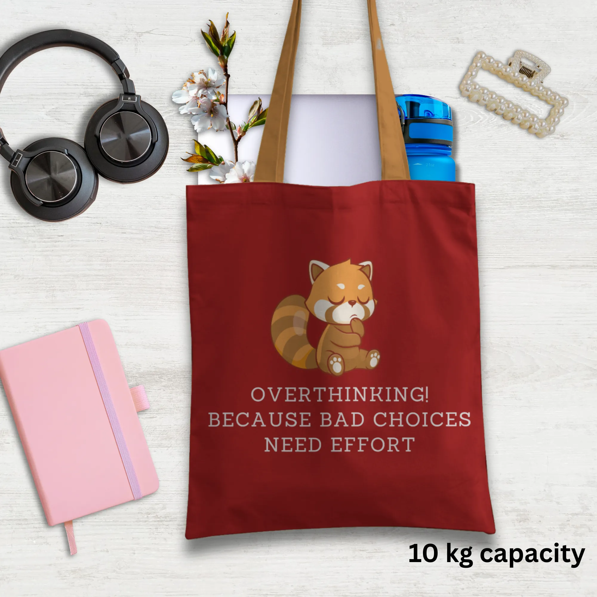 Overthinking! Because wrong choices need effort Tote bag with Zipper Red