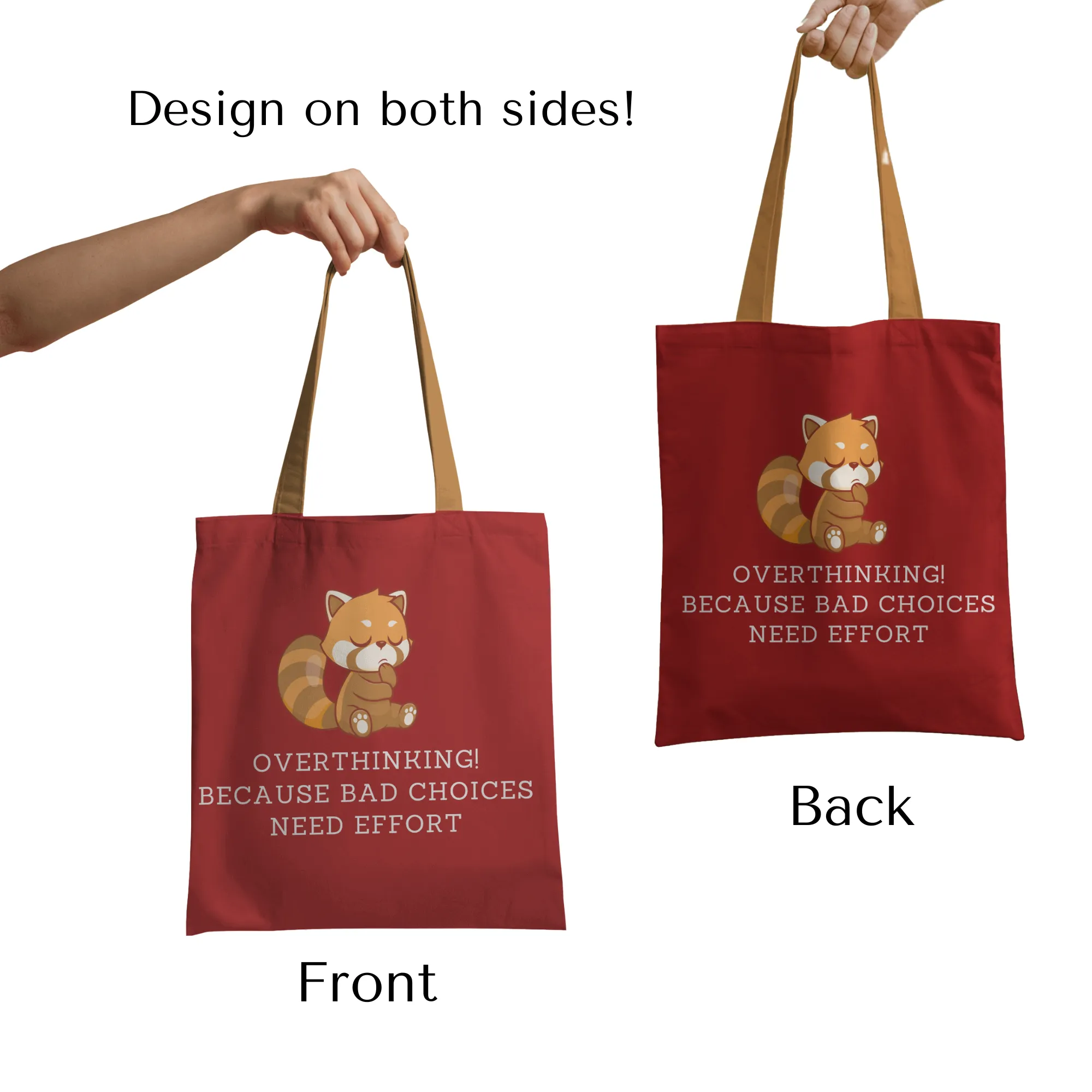 Overthinking! Because wrong choices need effort Tote bag with Zipper Red