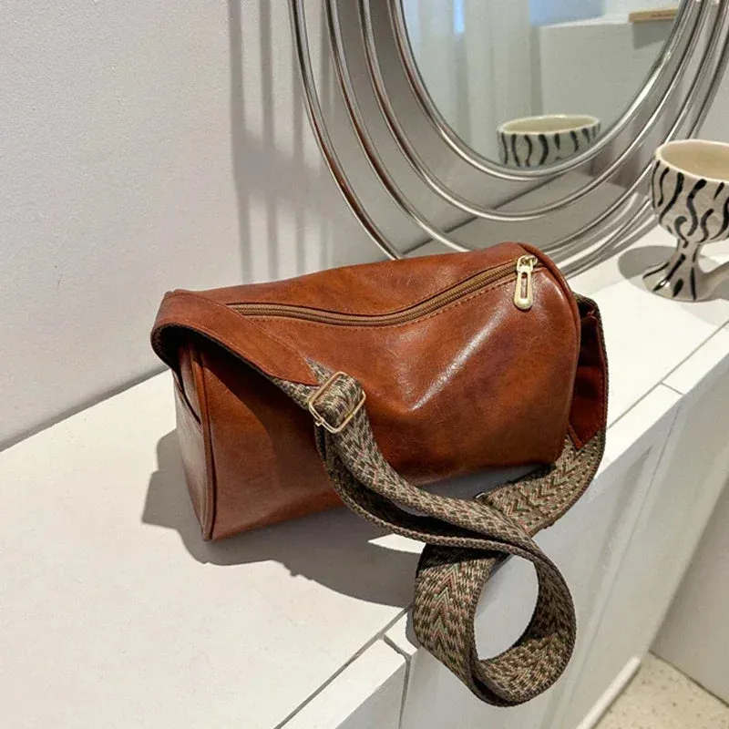 Retro Wide Strap Crossbody Bag