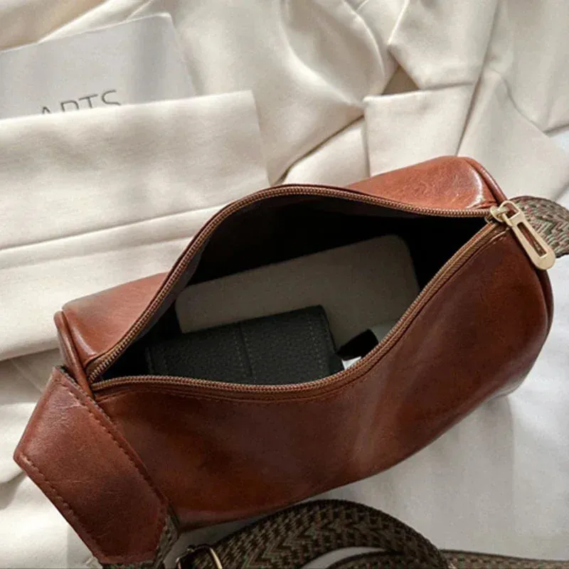 Retro Wide Strap Crossbody Bag