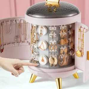Royal Crown Jewelry Organizer Cabinet - Elegant Standing Storage for Rings, Necklaces, and Accessories
