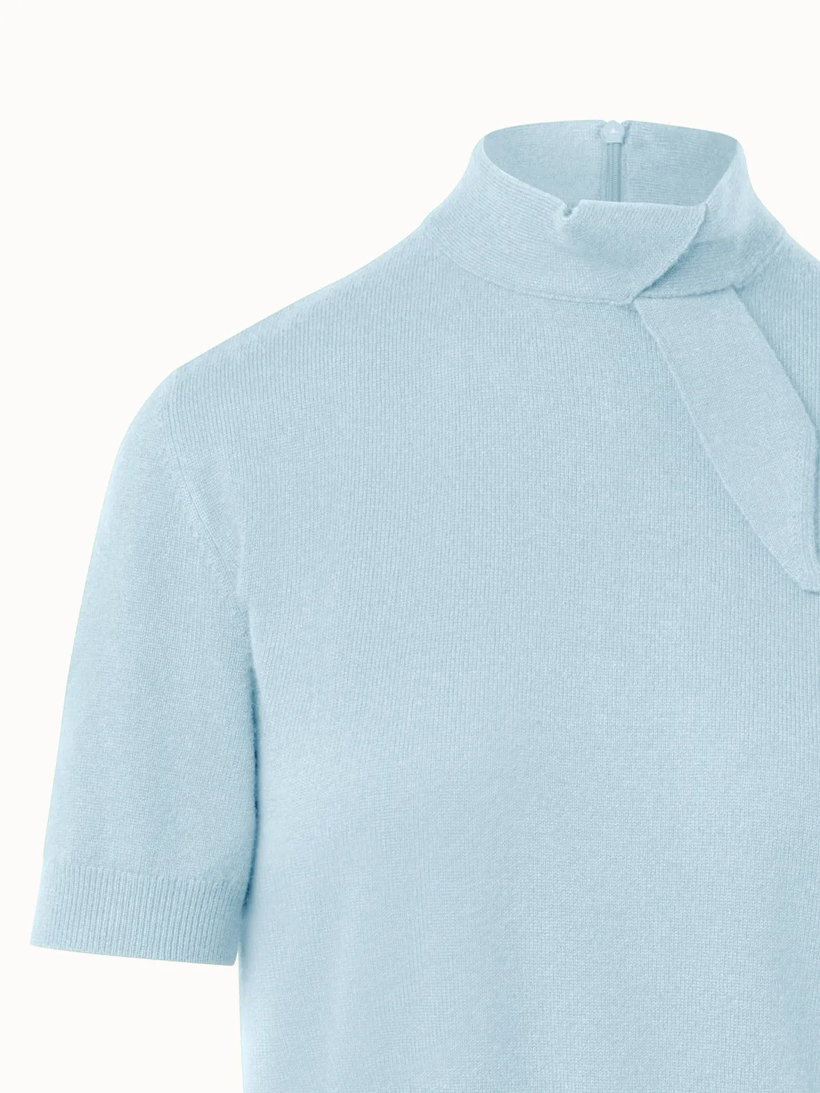 Short Sleeves Sweater in Cashmere with Knot Detail