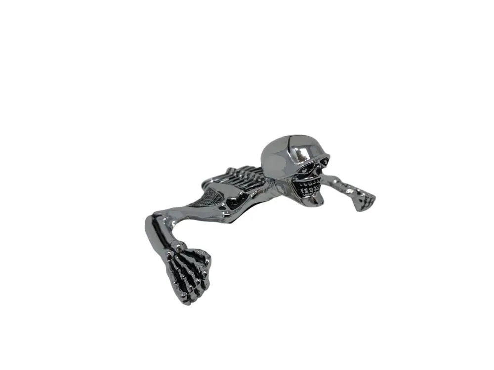 Skeleton Skull Chrome Statue Fender/Visor Ornament - S - Highway Hawk H66-070