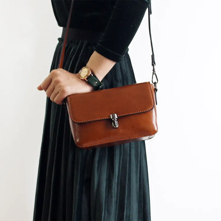 Small Brown Leather Women Crossbody Bags Leather Shoulder Bag Purse