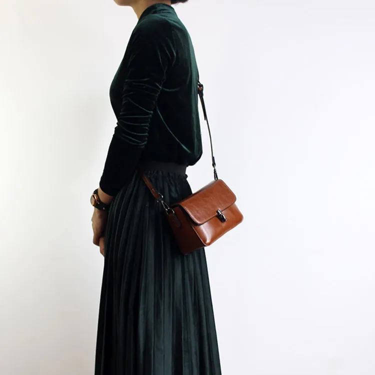 Small Brown Leather Women Crossbody Bags Leather Shoulder Bag Purse