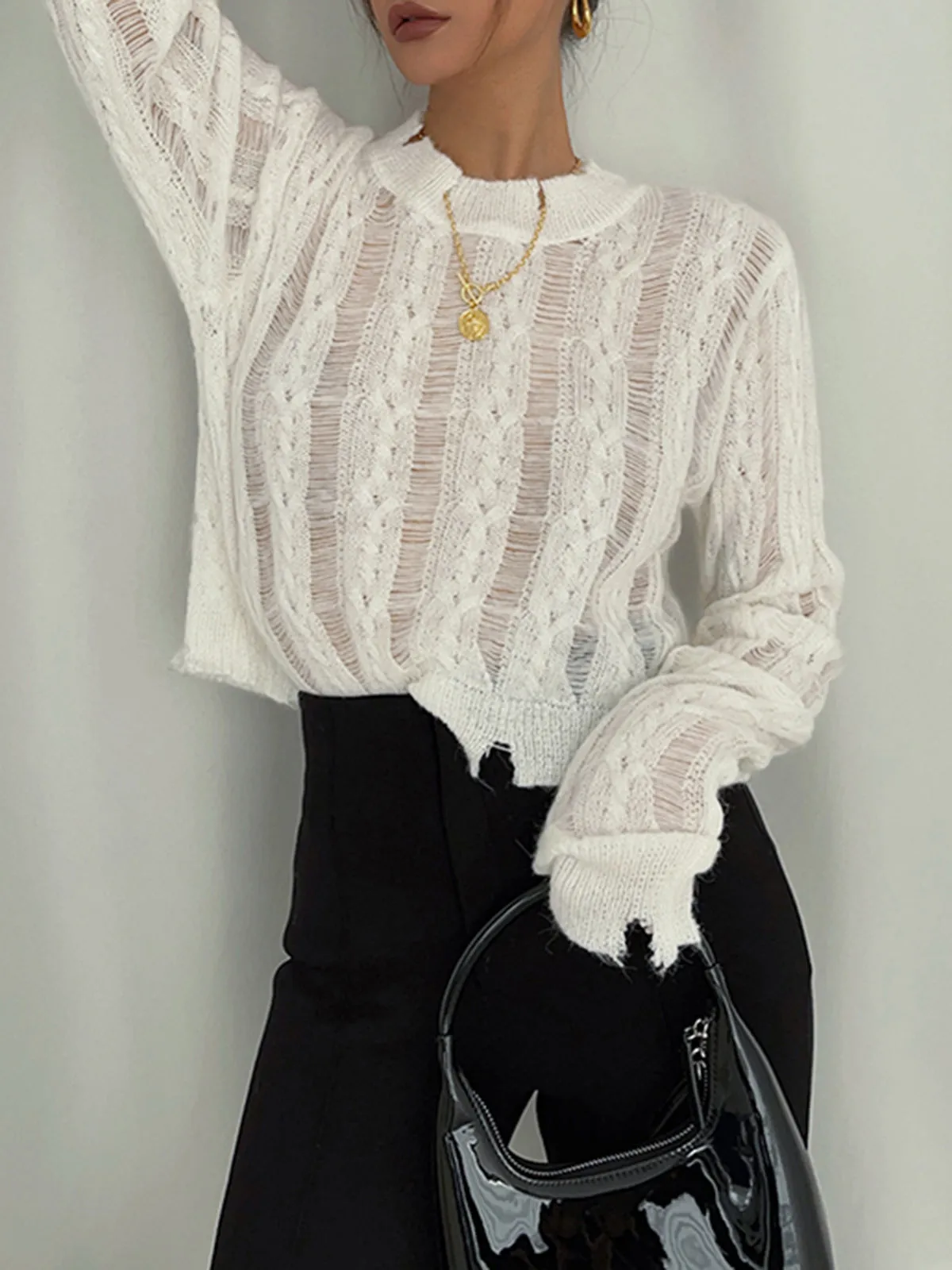 Snowflake Crochet Graceful Knit Shirt