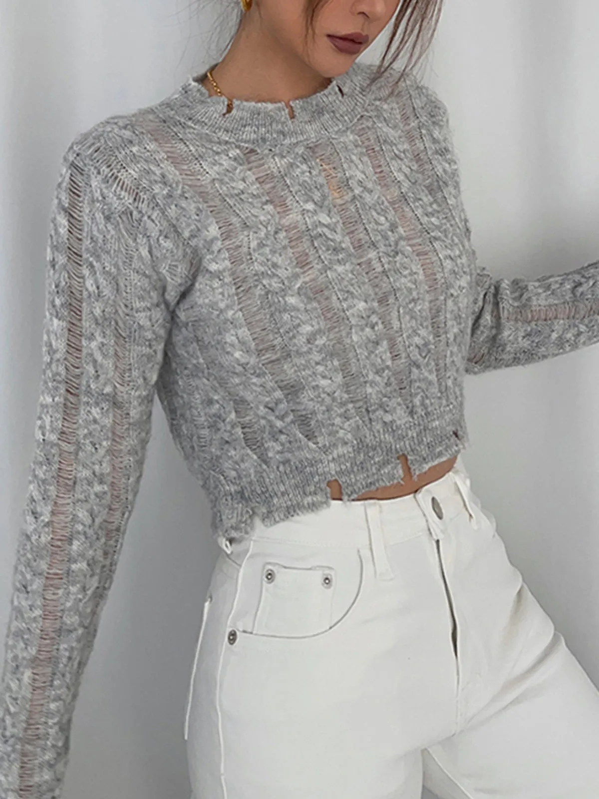 Snowflake Crochet Graceful Knit Shirt