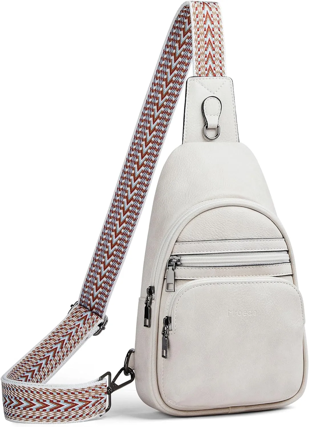 Soft Pink Leather Front Zipper Crossbody Travel Sling Bag