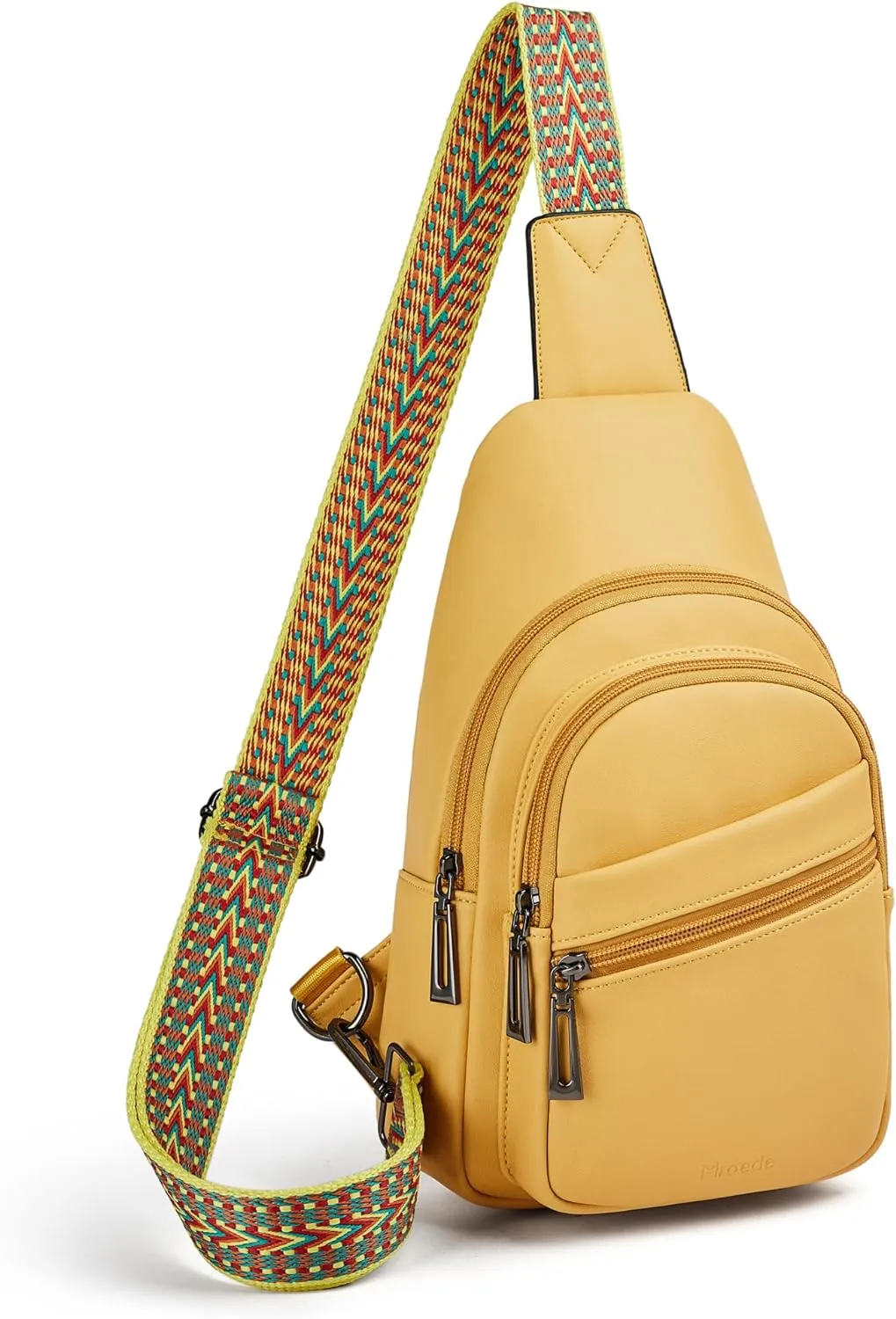 Soft Pink Leather Front Zipper Crossbody Travel Sling Bag