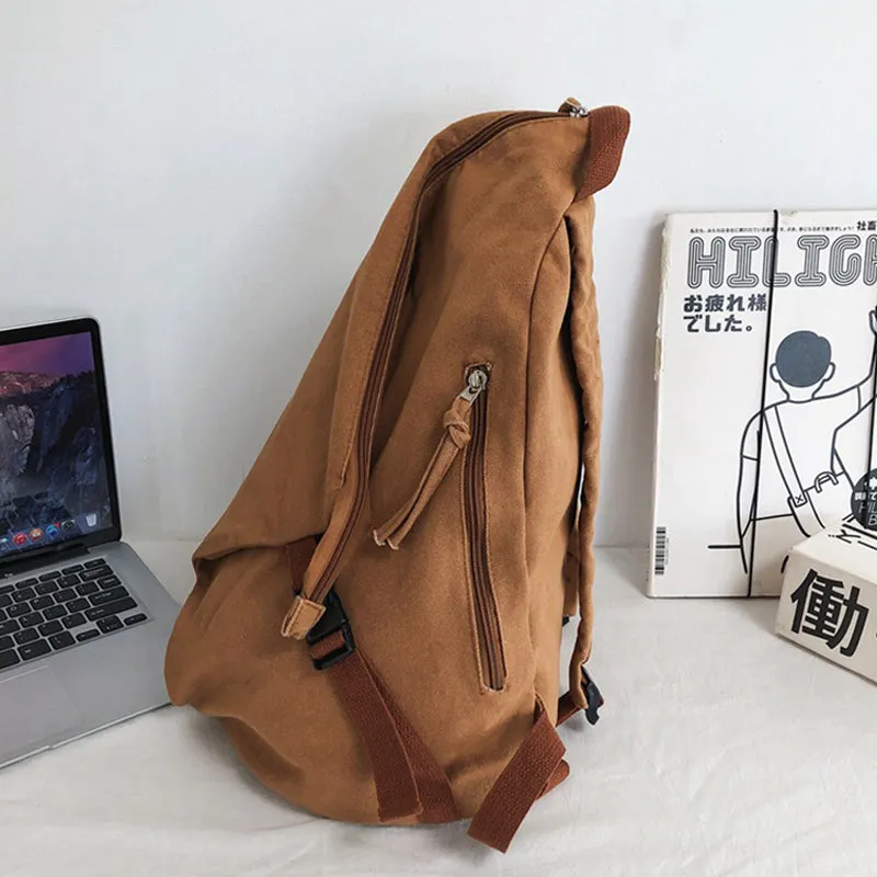 Soild Color Canvas Backpacks Fashion Bookbag For High School Students