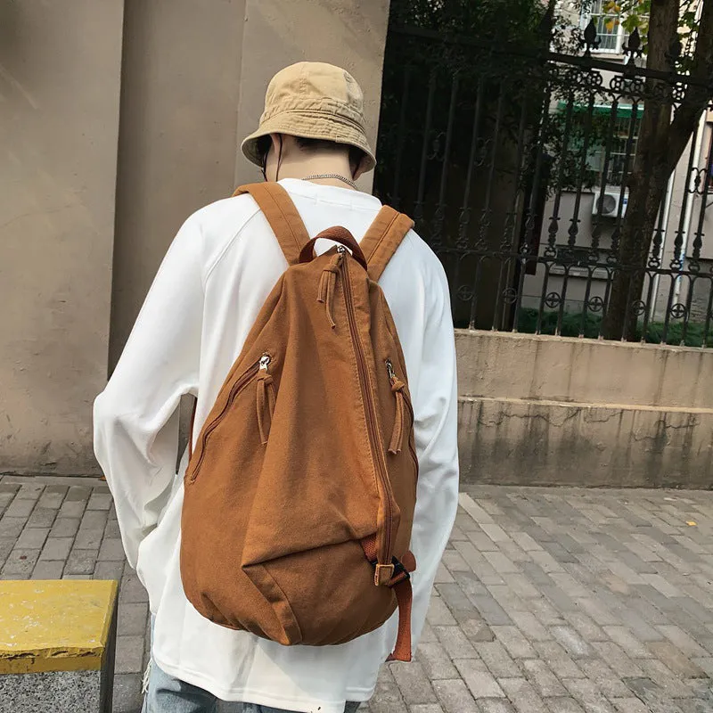 Soild Color Canvas Backpacks Fashion Bookbag For High School Students