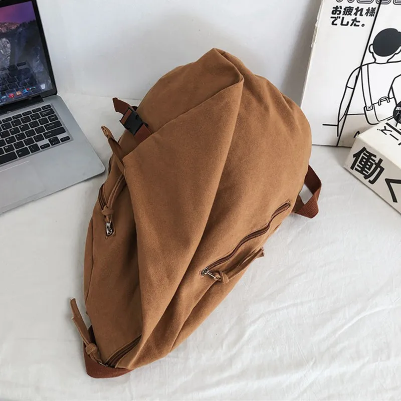 Soild Color Canvas Backpacks Fashion Bookbag For High School Students