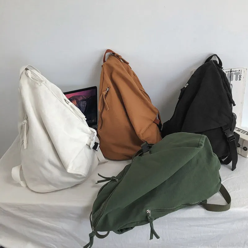 Soild Color Canvas Backpacks Fashion Bookbag For High School Students