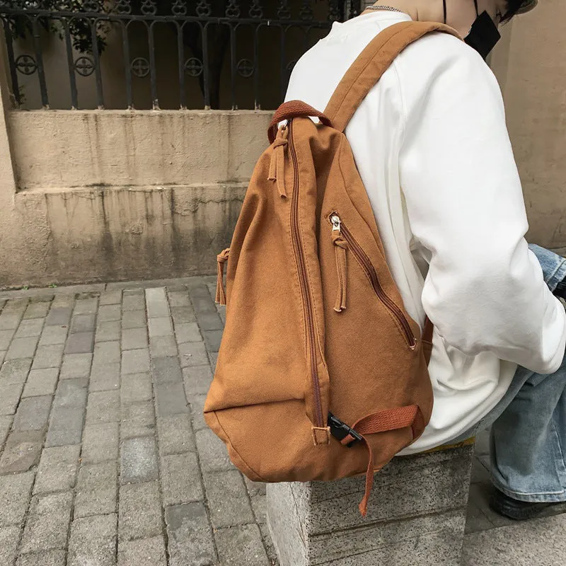 Soild Color Canvas Backpacks Fashion Bookbag For High School Students