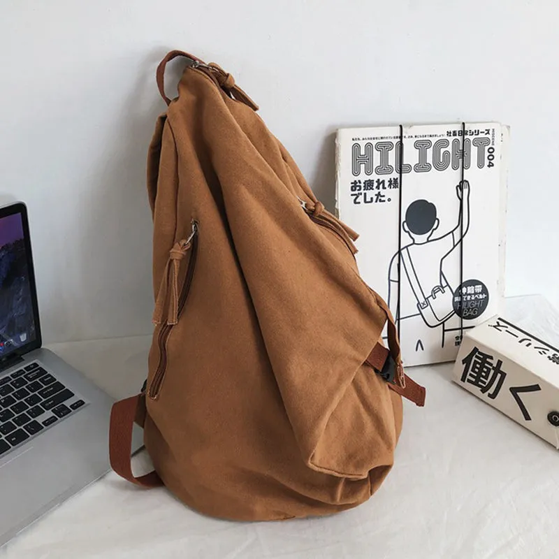 Soild Color Canvas Backpacks Fashion Bookbag For High School Students