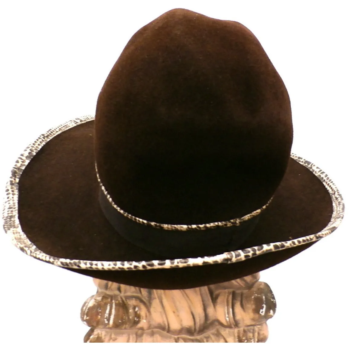 Vintage Ladies Mr. John Jr Faux Snakeskin Hat & Purse 1970S Brown