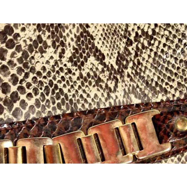 Vintage Ladies Mr. John Jr Faux Snakeskin Hat & Purse 1970S Brown