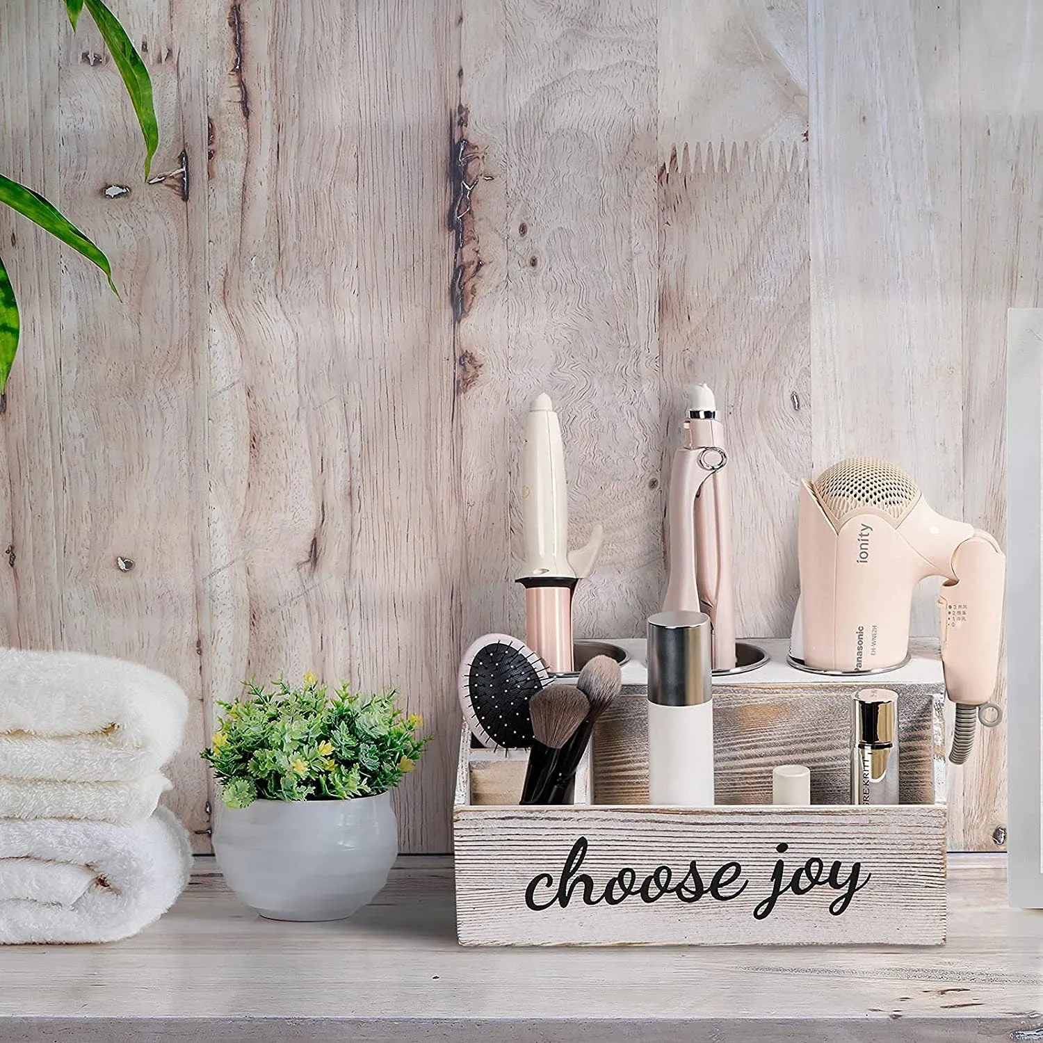 Wooden Hair Tool Organizer, Curling Iron Holder, Blow Hair Dryer and Straightener Holder, Flat Iron Holder, Hair Accessories Product
