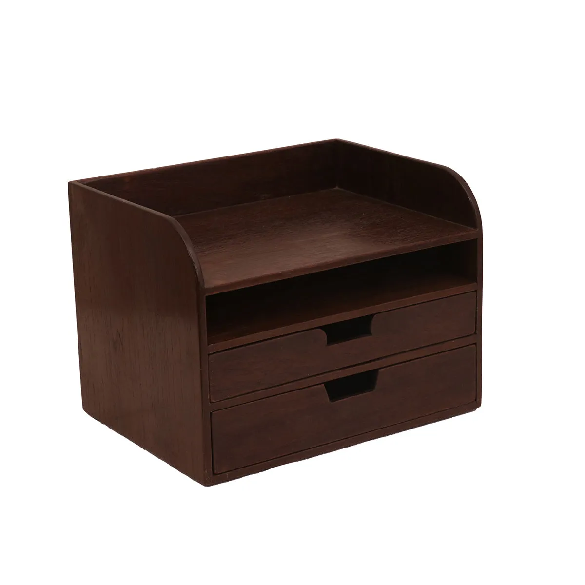 Wooden Office Desk Organizer (Dark Tone)