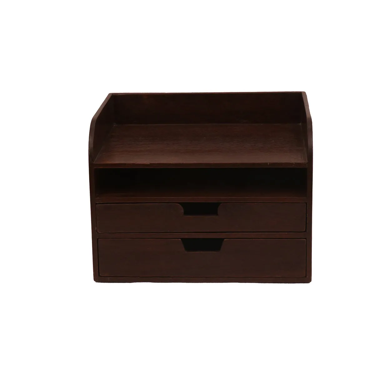 Wooden Office Desk Organizer (Dark Tone)