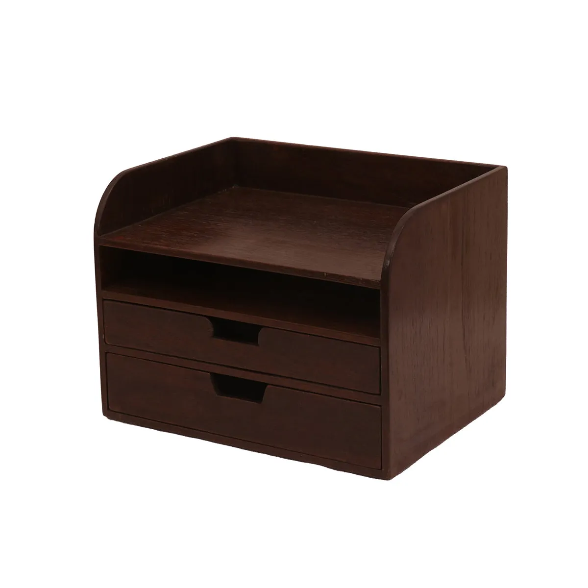 Wooden Office Desk Organizer (Dark Tone)