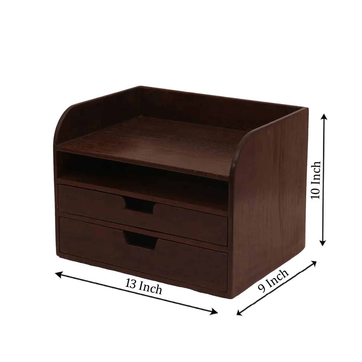 Wooden Office Desk Organizer (Dark Tone)