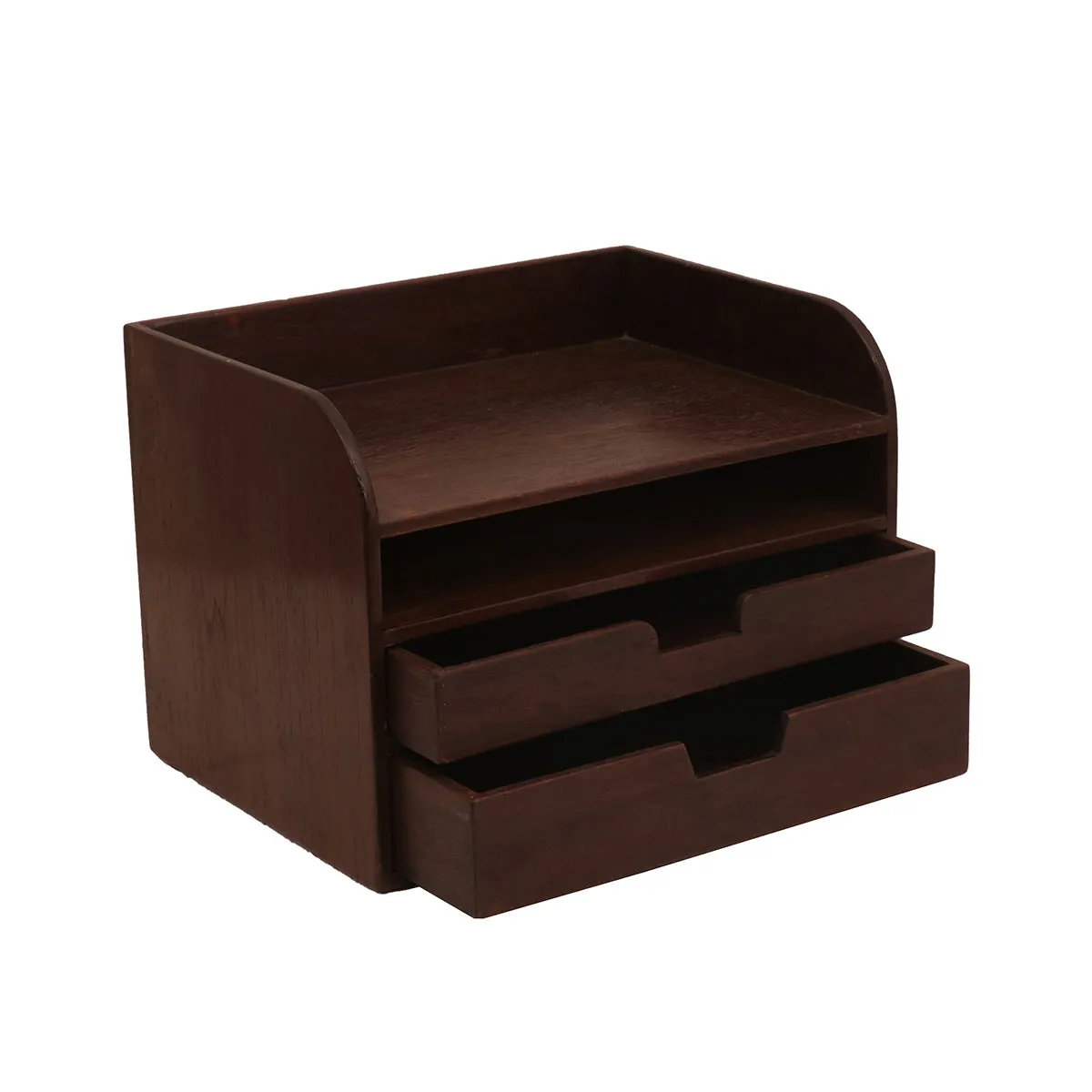 Wooden Office Desk Organizer (Dark Tone)